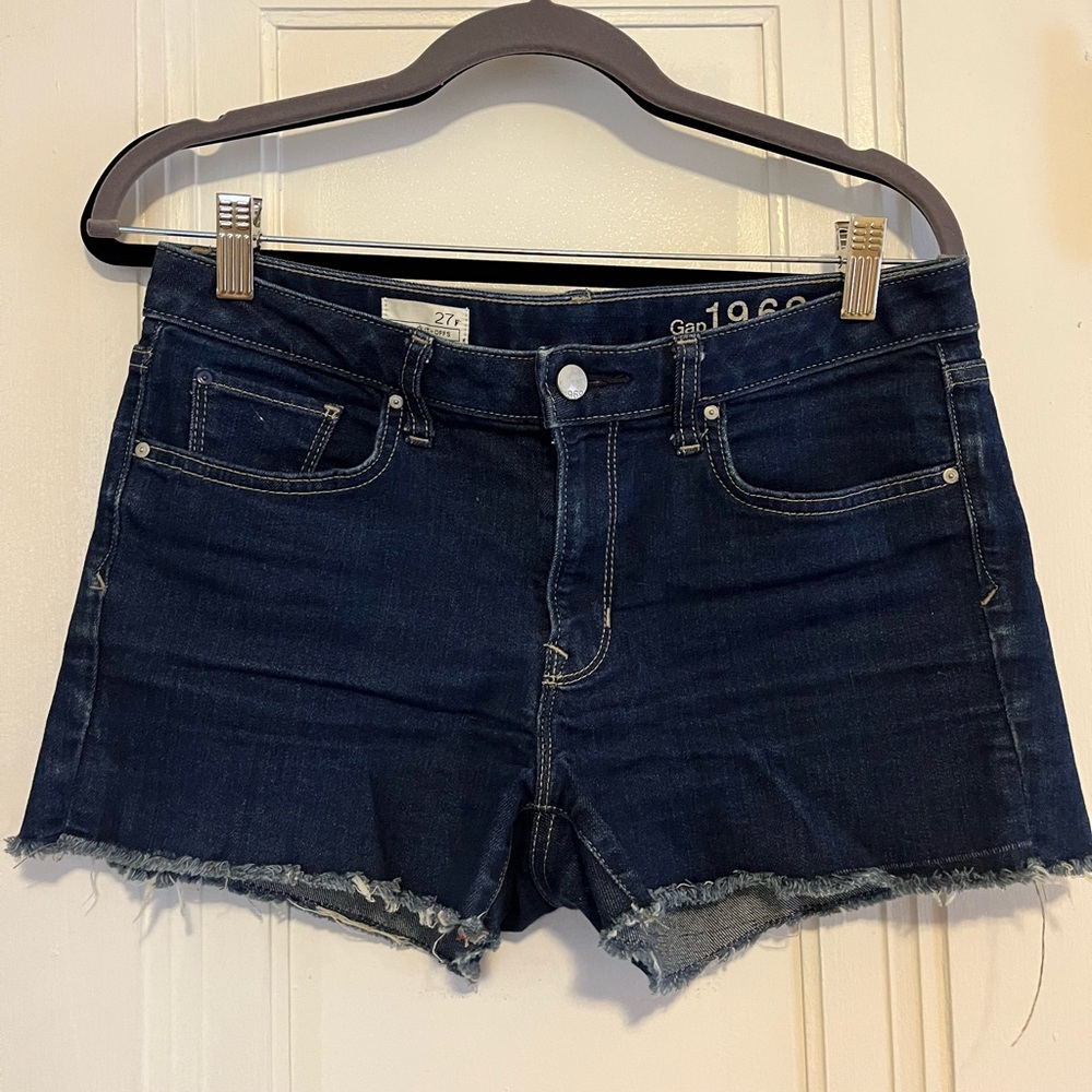 Mid-rise cut-off denim shorts